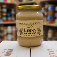 Słoik miodu leśnego wiosennego z pasieki Złoto Roztocza. Naturalny, polski miód.
