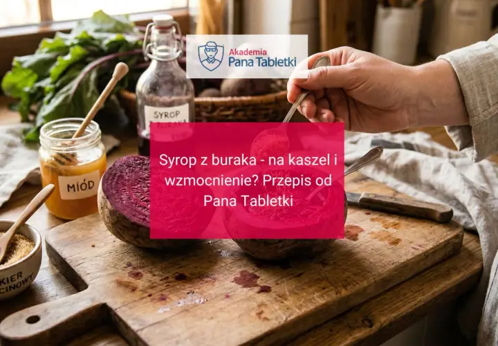 Syrop z buraka i miodu na kaszel i wzmocnienie. Składniki na desce, gotowe do przygotowania domowego leku.