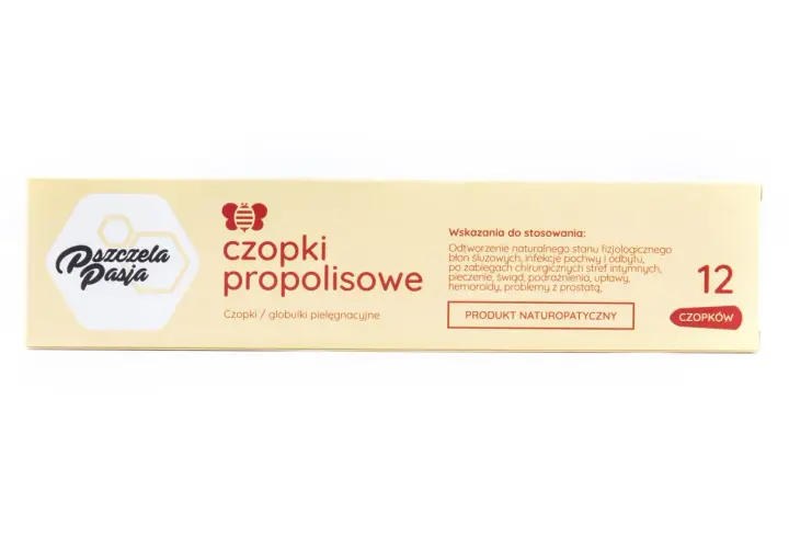 Czopki propolisowe na infekcje intymne. Wspierają regenerację błon śluzowych, łagodzą pieczenie i świąd. Produkt naturo-patyczny.