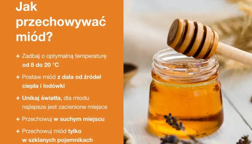Jak przechowywać miód? Wskazówki: optymalna temperatura, z dala od ciepła i światła, w suchym miejscu, w szklanych pojemnikach.